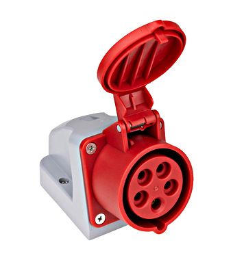 CEE-Stopcontact opbouw 5P 16A 400V 6h IP44 rood/ grijs