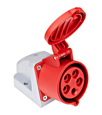 CEE-Stopcontact opbouw 5P 32A 400V 6h IP44 rood/ grijs
