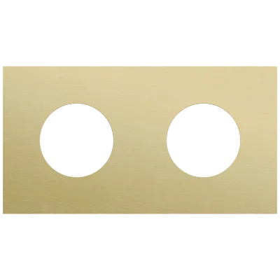 Tweevoudige afdekplaat, 71 mm centerafstand, voor twee stopcontacten, Niko Rocker en Niko Toggle, alu gold brushed Tweevoudige afdekplaat, 71 mm centerafstand, voor twee stopcontacten, Niko Rocker en Niko Toggle, alu gold brushed