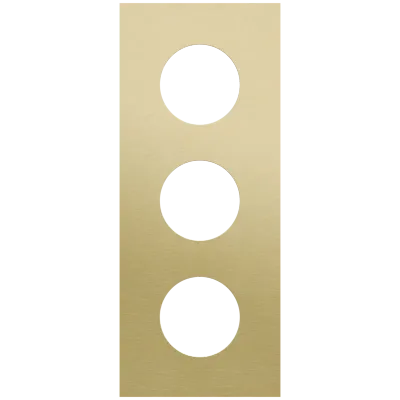 Drievoudige afdekplaat, 60 mm centerafstand, voor drie stopcontacten, Niko Rocker en Niko Toggle, alu gold brushed Drievoudige afdekplaat, 60 mm centerafstand, voor drie stopcontacten, Niko Rocker en Niko Toggle, alu gold brushed