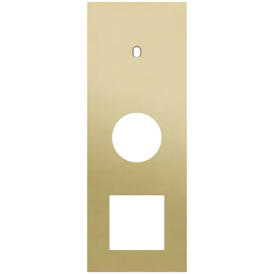 Drievoudige afdekplaat, verticaal 71 mm centerafstand, voor een tweevoudige schakelfunctie en twee stopcontacten, Niko Toggle alu gold brushed Drievoudige afdekplaat, verticaal 71 mm centerafstand, voor een tweevoudige schakelfunctie en twee stopcontacten, Niko Toggle alu gold brushed
