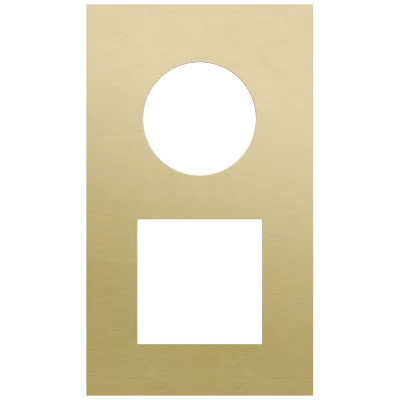 Tweevoudige afdekplaat, 60 mm centerafstand, voor twee stopcontacten, Niko Rocker en Niko Toggle, alu gold brushed Tweevoudige afdekplaat, 60 mm centerafstand, voor twee stopcontacten, Niko Rocker en Niko Toggle, alu gold brushed