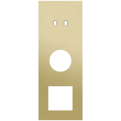 Drievoudige afdekplaat, verticaal 71 mm centerafstand, voor een tweevoudige schakelfunctie, een stopcontact en een 45 x 45 mm functie, Niko Toggle alu gold brushed Drievoudige afdekplaat, verticaal 71 mm centerafstand, voor een tweevoudige schakelfunctie, een stopcontact en een 45 x 45 mm functie, Niko Toggle alu gold brushed