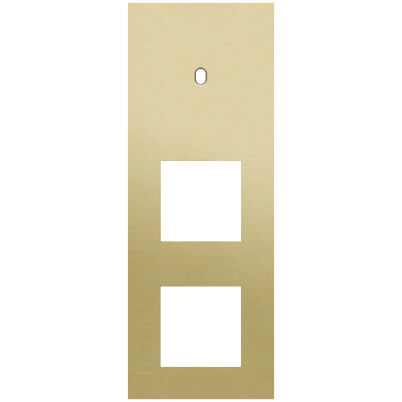 Drievoudige afdekplaat, verticaal 71 mm centerafstand, voor een enkelvoudige schakelfunctie en twee 45 x 45 mm functies, Niko Toggle alu gold brushed