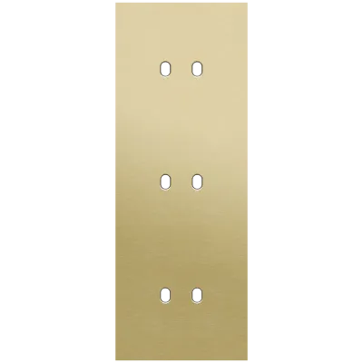Drievoudige afdekplaat, verticaal 71 mm centerafstand, voor drie tweevoudige schakelfuncties, Niko Toggle alu gold brushed Drievoudige afdekplaat, verticaal 71 mm centerafstand, voor drie tweevoudige schakelfuncties, Niko Toggle alu gold brushed