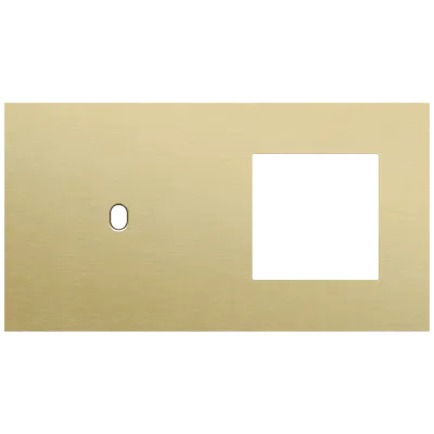 Tweevoudige afdekplaat, horizontaal 71 mm centerafstand,voor een enkelvoudige schakelfunctie en een 45 x 45 mm functie, Niko Toggle alu gold brushed Tweevoudige afdekplaat, horizontaal 71 mm centerafstand,voor een enkelvoudige schakelfunctie en een 45 x 45 mm functie, Niko Toggle alu gold brushed