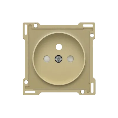 Afwerkingsset voor stopcontact met penaarde en beschermingsafsluiters, voor Niko Rocker en Niko Toggle, gold coated Afwerkingsset voor stopcontact met penaarde en beschermingsafsluiters, voor Niko Rocker en Niko Toggle, gold coated