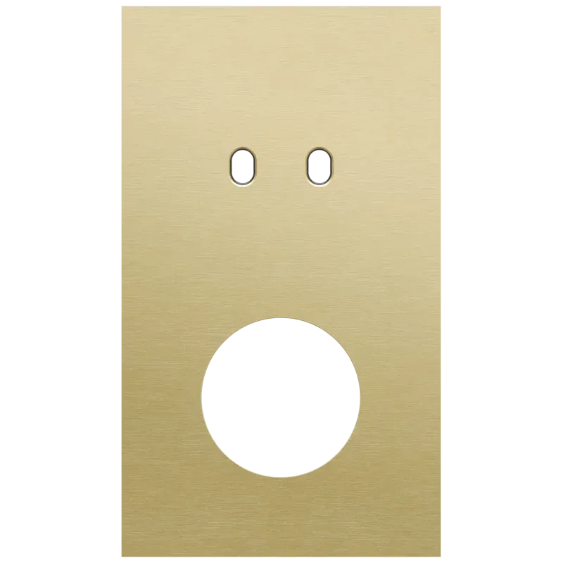 Tweevoudige afdekplaat, verticaal 60 mm centerafstand, voor een tweevoudige schakelfunctie en een stopcontact, Niko Toggle alu gold brushed