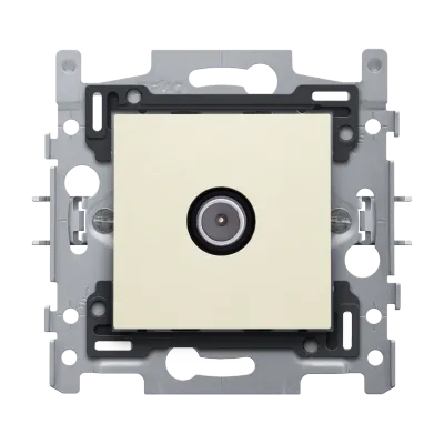 Enkelvoudige mannelijke coaxaansluiting voor tv, 2 GHz, sokkel en afwerkingsset, cream
