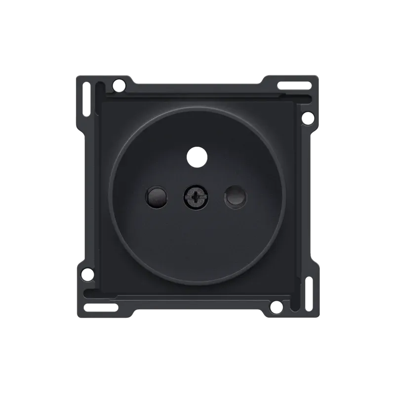 Afwerkingsset voor stopcontact met penaarde en beschermingsafsluiters, voor Niko Rocker en Niko Toggle, anthracite coated Afwerkingsset voor stopcontact met penaarde en beschermingsafsluiters, voor Niko Rocker en Niko Toggle, anthracite coated
