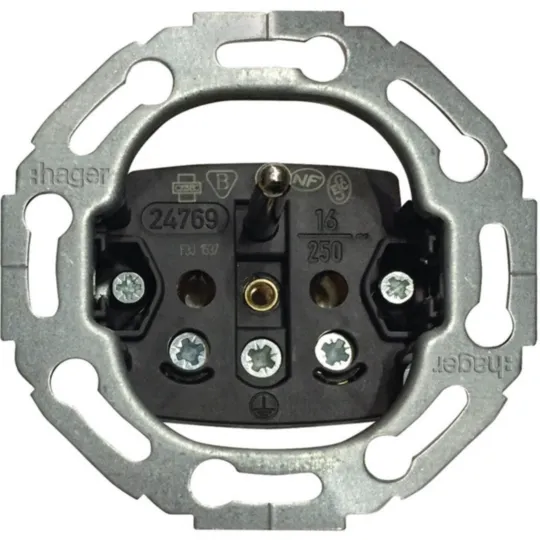 HAGER - Ronde sokkel vr stopcontact met penaarde met schroefliftklemmen