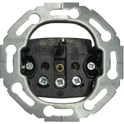 HAGER - Ronde sokkel vr stopcontact met penaarde met schroefliftklemmen