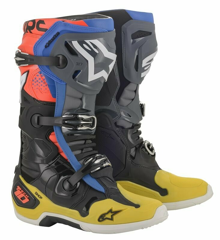 Alpinestars Tech 10  Zwart Geel Blauw Rood