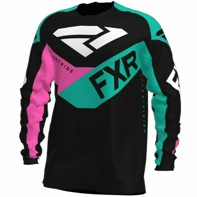 FXR Podium Cross Shirt Zwart / Mint / Elec Roze