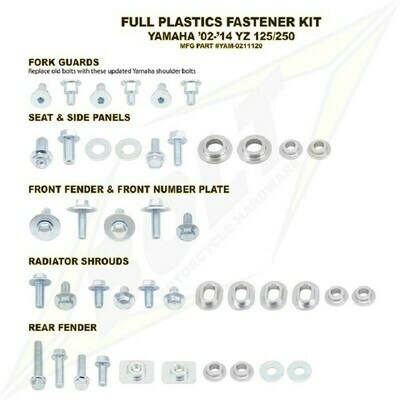 BOLT Full Plastic Fastener kit YZ125/250 02-20 / YZF250/450 03-09 / WRF250 03-13 / WRF450 03-11