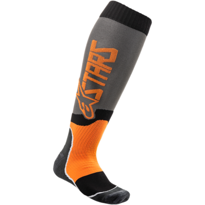 ALPINESTARS MX PLUS 2 JEUGDSOKKEN COOL GRAY ORANJE FLUO