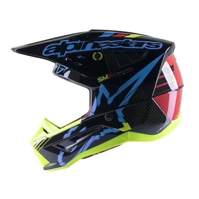 alpinestars BLACK CYAN YELLOW FLUO GLOSSY (1757) - S-M5 ACTION HEL EC