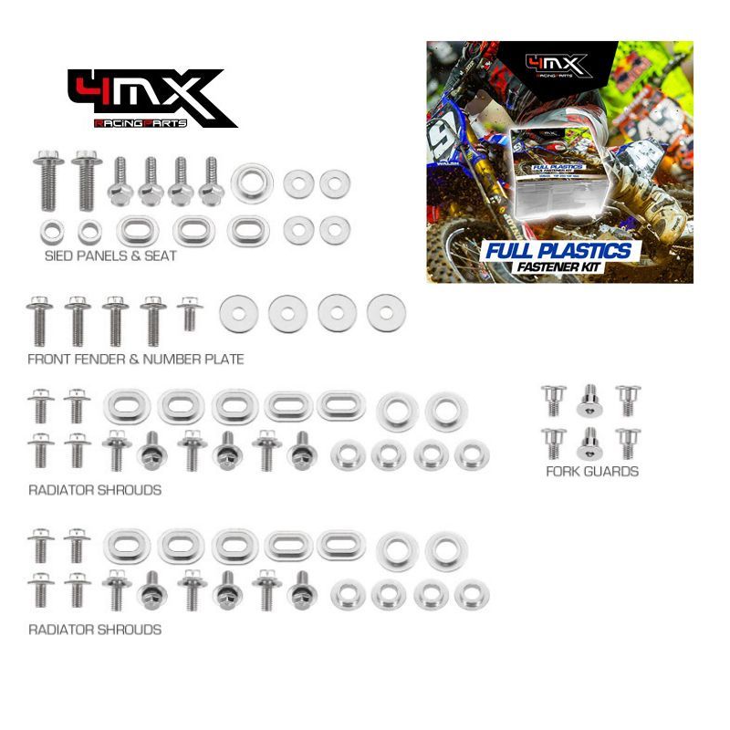 Volledige kunststof bevestigingsset 4MX Yamaha YZF250 19-23 YZF450 18-22 WRF250 20-23 80 stuks