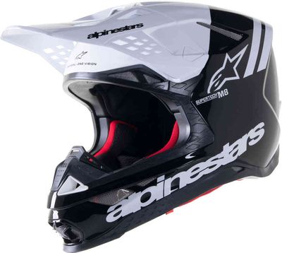 alpinestars Supertech M8 Radium 2 Helm Zwart/Wit Glanzend M
