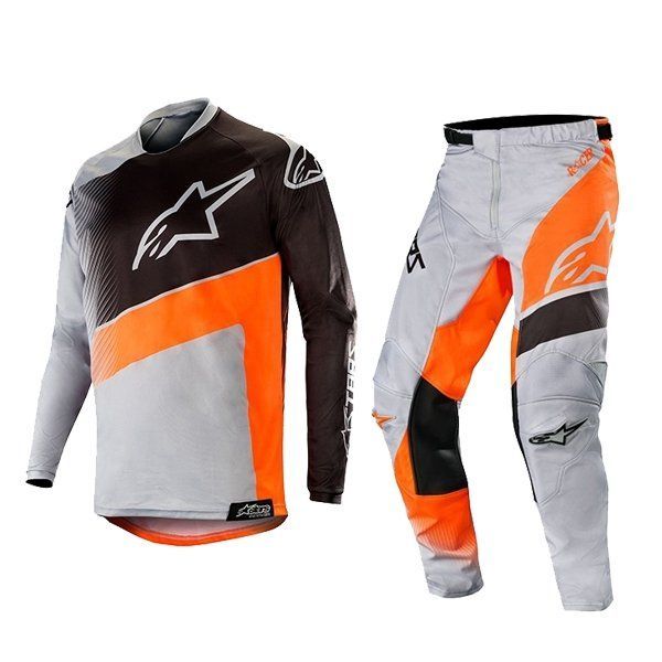 set alpinestars kids racer supermatic lichtgrijs oranje fluo broek 28 trui xl