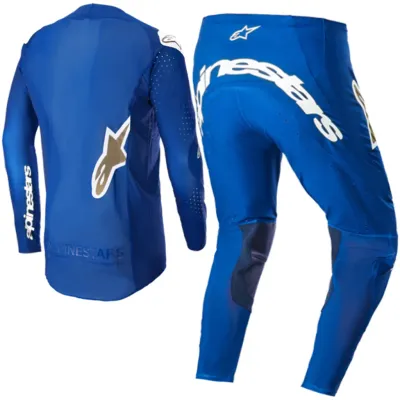 set Alpinestars SuperTech Bruin UCLA Blauw Goud Kit broek 32 trui m