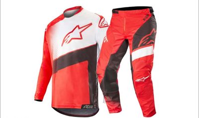 set alpinestars racer supermatic red black white broek 32 trui m