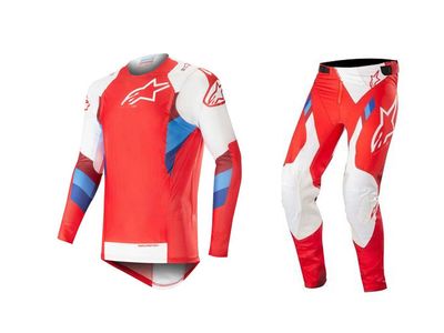 set alpinestars supertech red white broek 30 trui l
