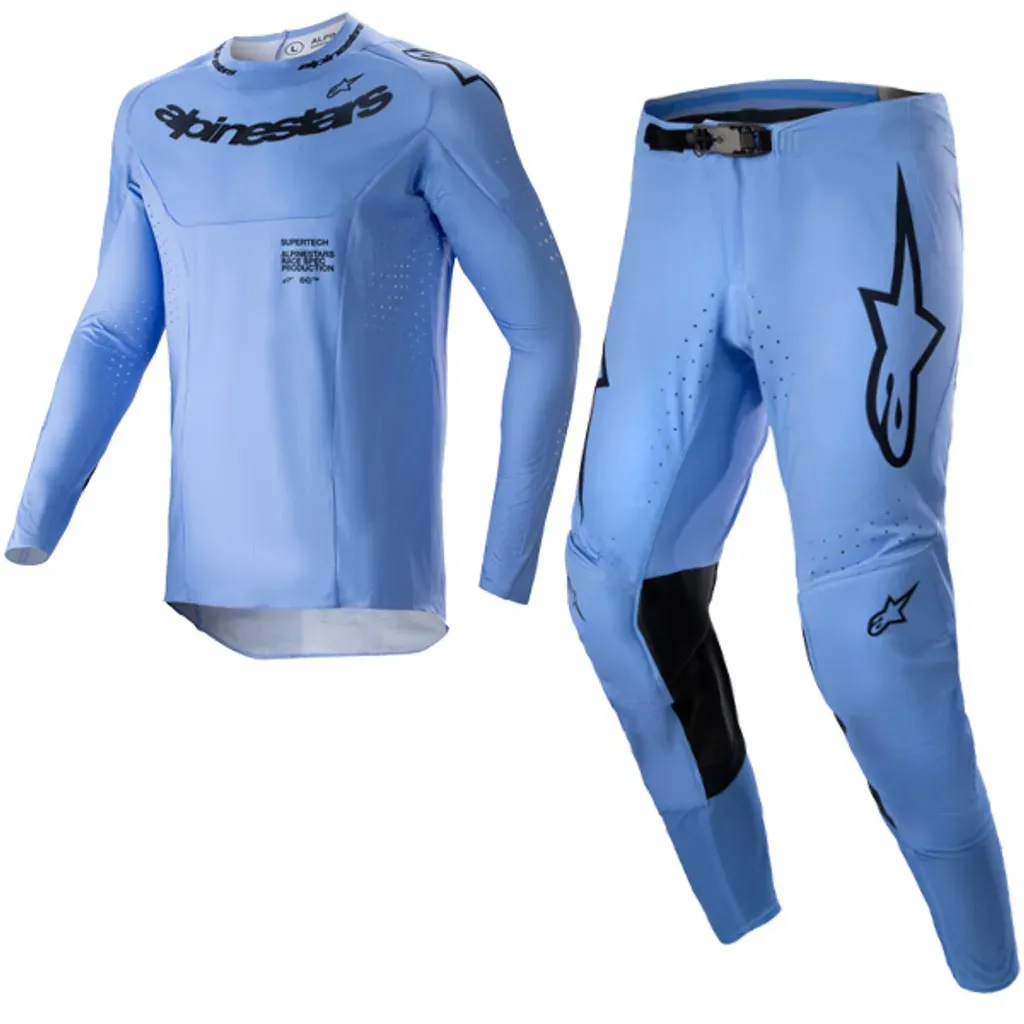 set alpinestars  supertech  dade light blue  broek 38 trui xl