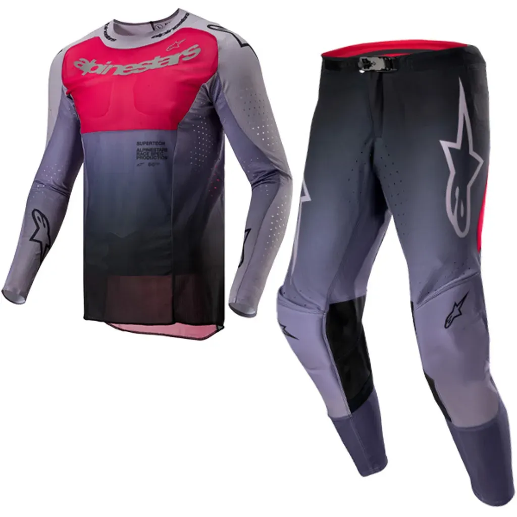 set alpinestars supertech dade iron red berry broek 36 trui xl