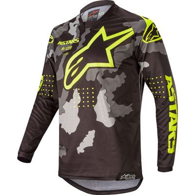 set alpinestars kids racer tactical black gray camo yellow fluo broek 26 trui L