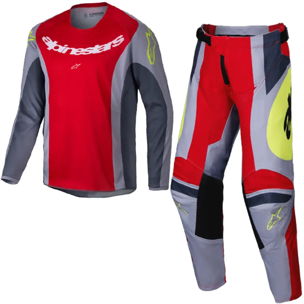 set Alpinestars kids racer melt brght red gray broek 22 trui s