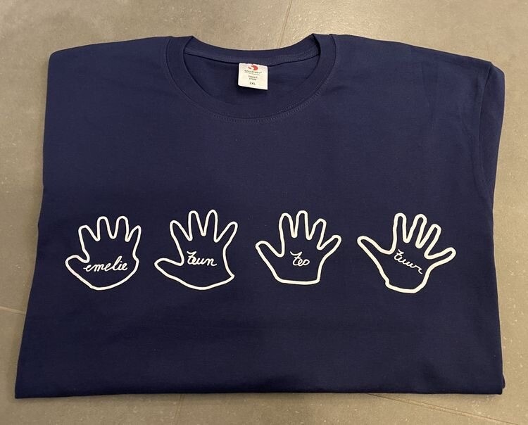 T shirt met handafdruk van je oogappel