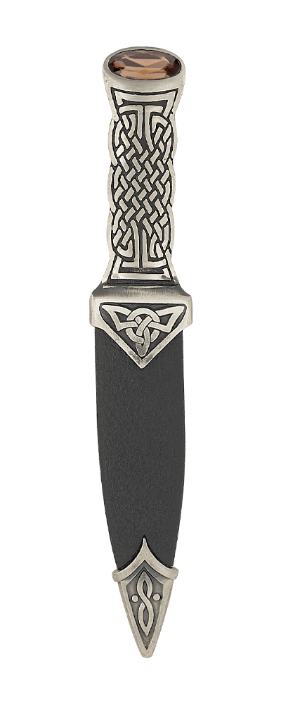 SD98C, Celtic Polished Pewter, Sgian Dubh With Stone Top