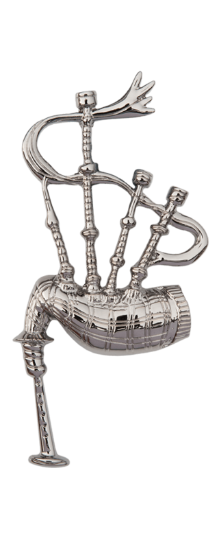Bagpipe Kilt Pin, Polished Palladium