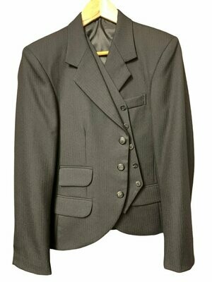 Ex Hire New Century Jacket & 5 Button Vest, Black Herringbone