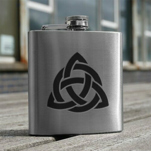 6oz Stainless Steel Hip Flask, Celtic Interlace