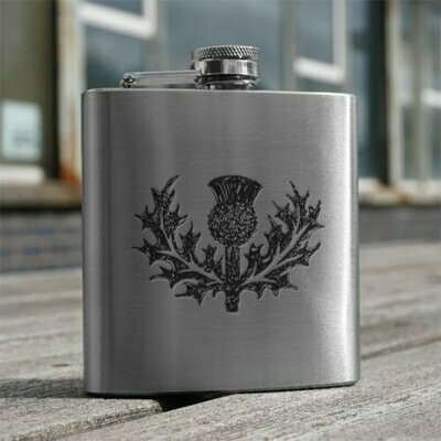 6oz Stainless Steel Hip Flask, Thistle