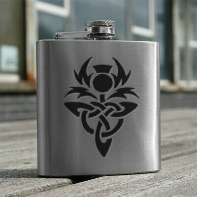 6oz Stainless Steel Hip Flask, Celtic Thistle