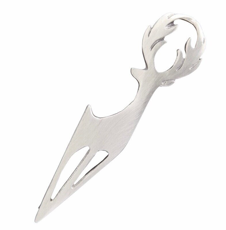 Stag Kilt Pin, Matt Pewter