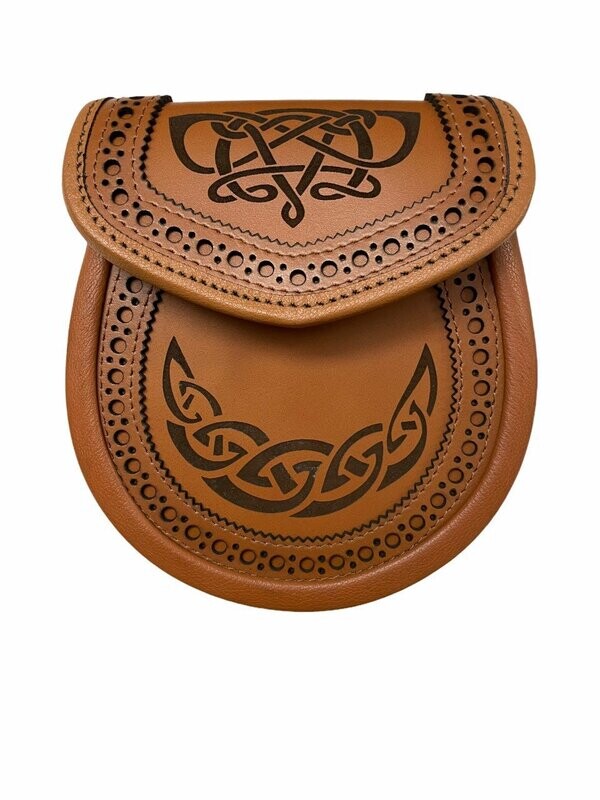 Leather Day Wear Sporran, Brogued & Embossed