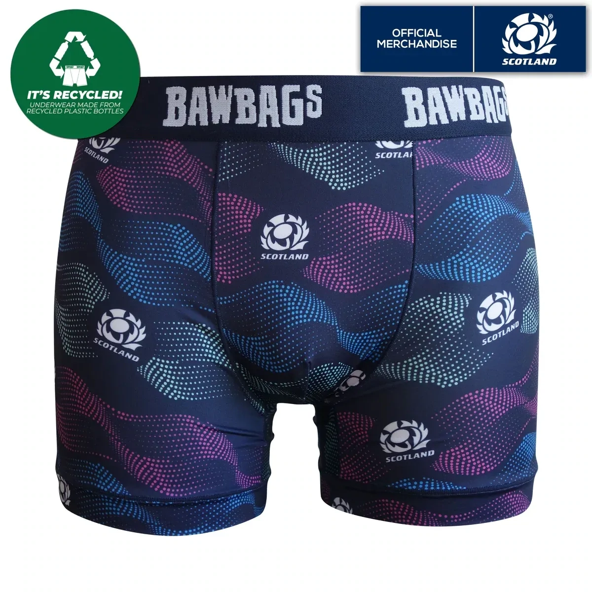 Cool De Sacs Scotland Rugby Dots Technical Boxer Shorts, Size: Small