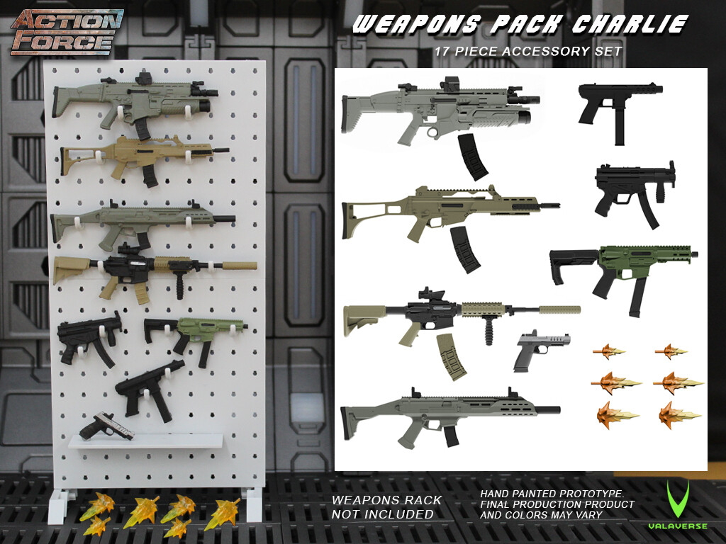 Action Force Weapons Pack Charlie  for 1/12 Scale [6 inch] figures such as Valaverse and GI Joe