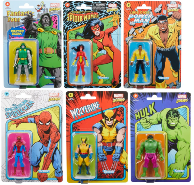 PRE-ORDER Marvel Legends Retro 3.75″ Wave Set of 6 – Hulk,Wolverine,Power Man, Spider-Woman, Spider-Man and Dr Doom