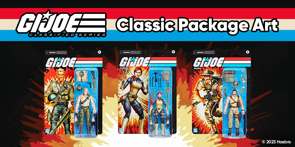 Pre-order G.I. Joe Classified Series Retro Cardback, Scarlett , recondo and duke (set of 3 cards)