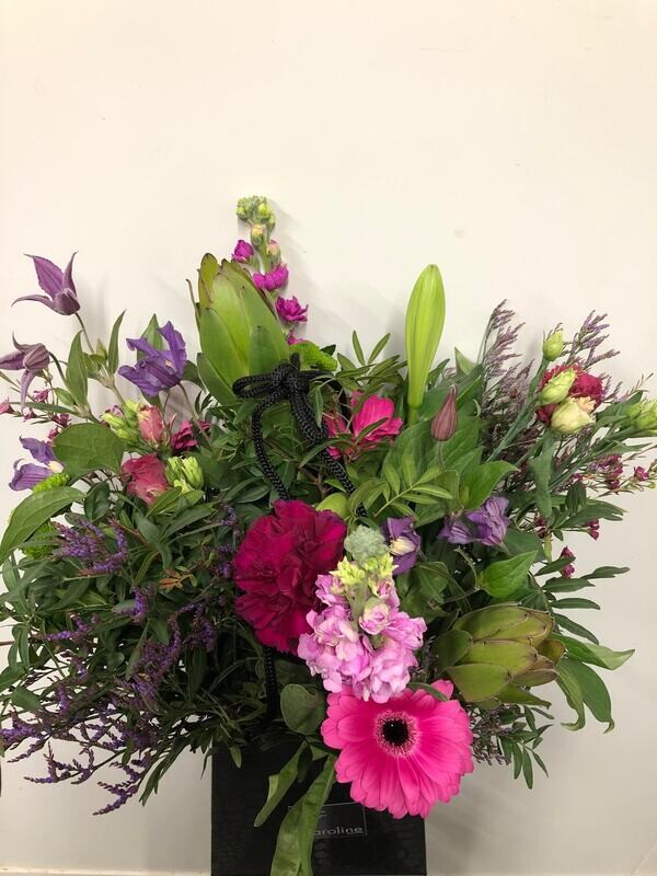 Boeket groen roze tinten