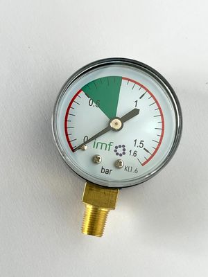 Manometer 0 - 1,6 bar voor drijfdekselpomp, aansluiting 1/8" buitendraad  ( vervangstuk )