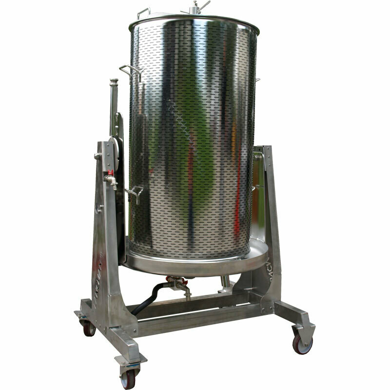 Lancman balgpers inox, 250 l model VSPIX op stevig gestel Lancman balgpers inox, 250 l model VSPIX op stevig gestel