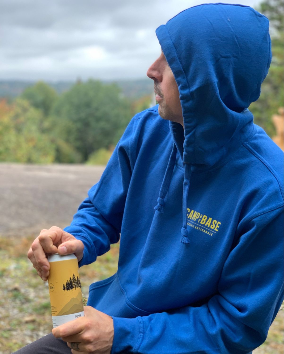 Coton ouaté à capuche Bleu Royal