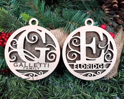 Monogram Ornament with Name Cutout or Engrave