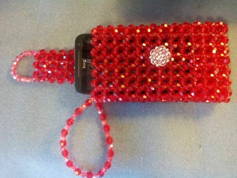 Faceted Beaded Cell Phone Purse Pouch Wristlet